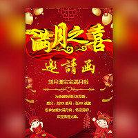 满月酒电子请柬红色喜庆通用模板